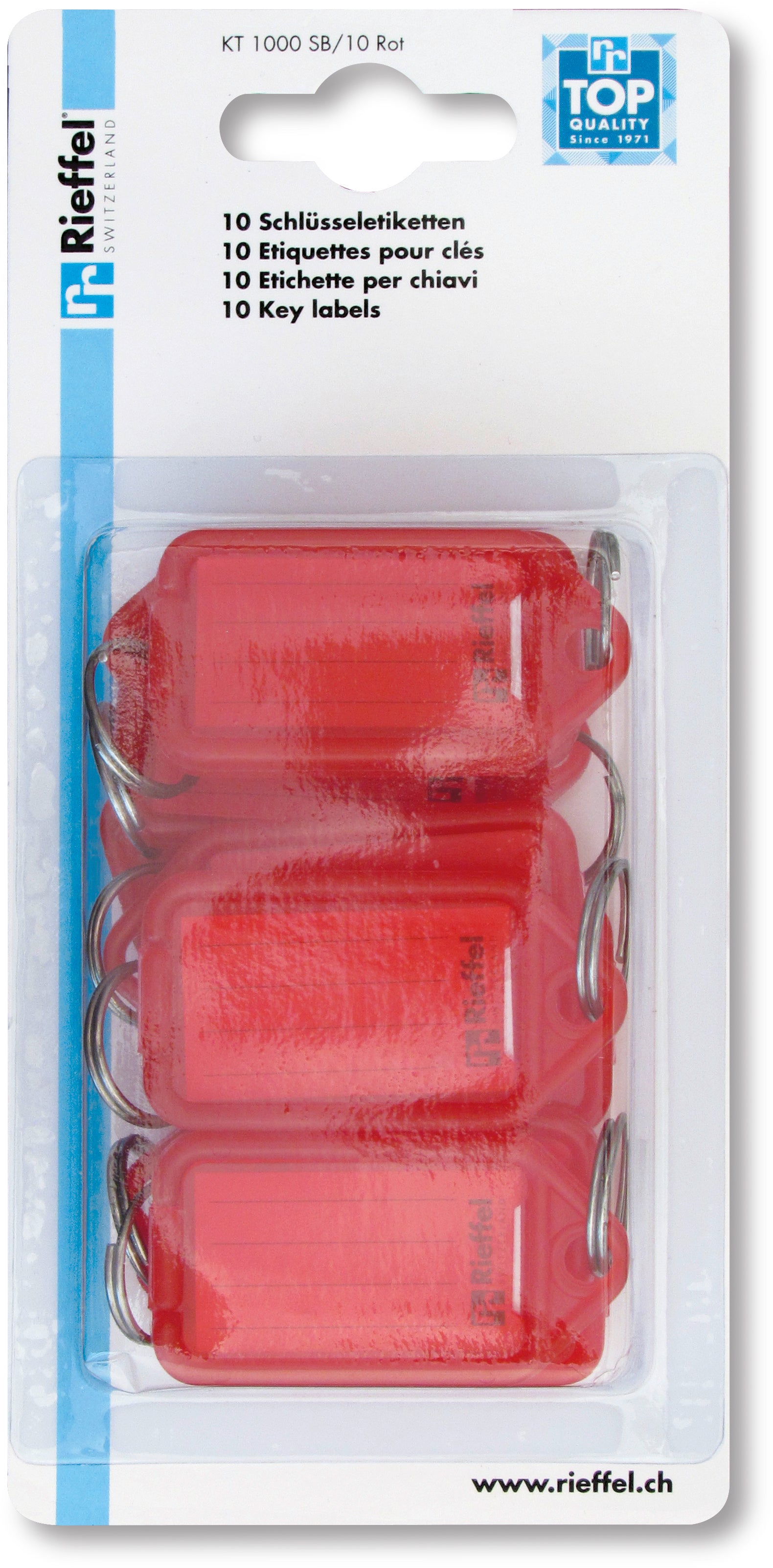 RIEFFEL SWITZERLAND Schlüsseletiketten 38x22mm KT 1000 SB/10 ROT rot 10 Stück