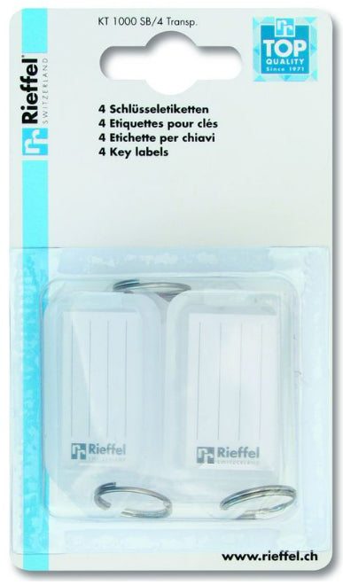 RIEFFEL SWITZERLAND Schlüsseletiketten 38x22mm KT 1000 SB/4 TRANSP transparent 4 Stück