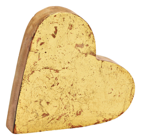 ROOST Herz aus Mangoholz 10034349 gold 18x18x4cm