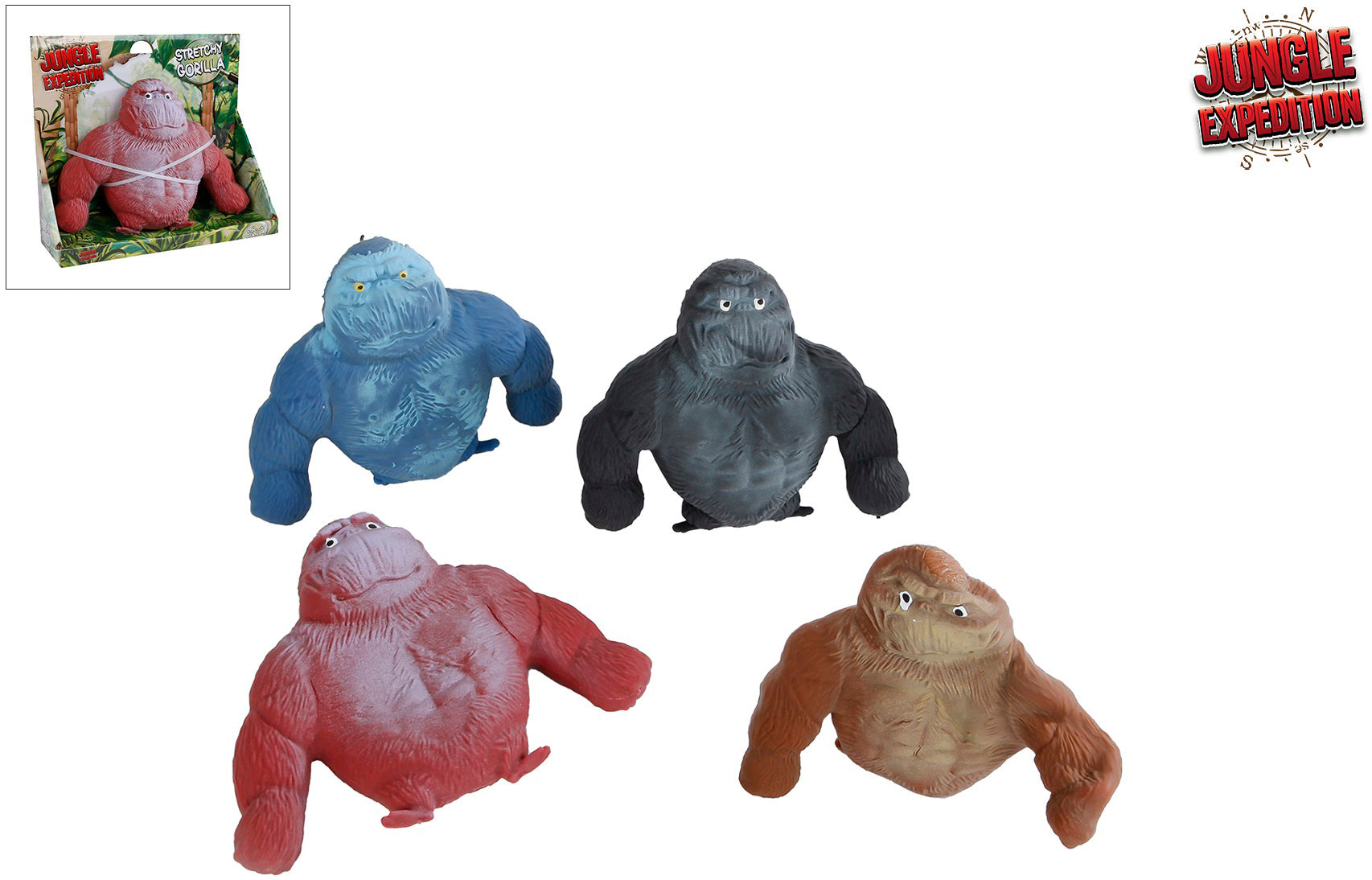 ROOST Jungle Expedition Stretch 621539 Gorilla, assortiert 12cm