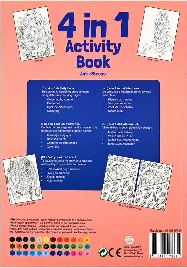 ROOST Aktivitäten-Malbuch A4 B19295 4 in 1