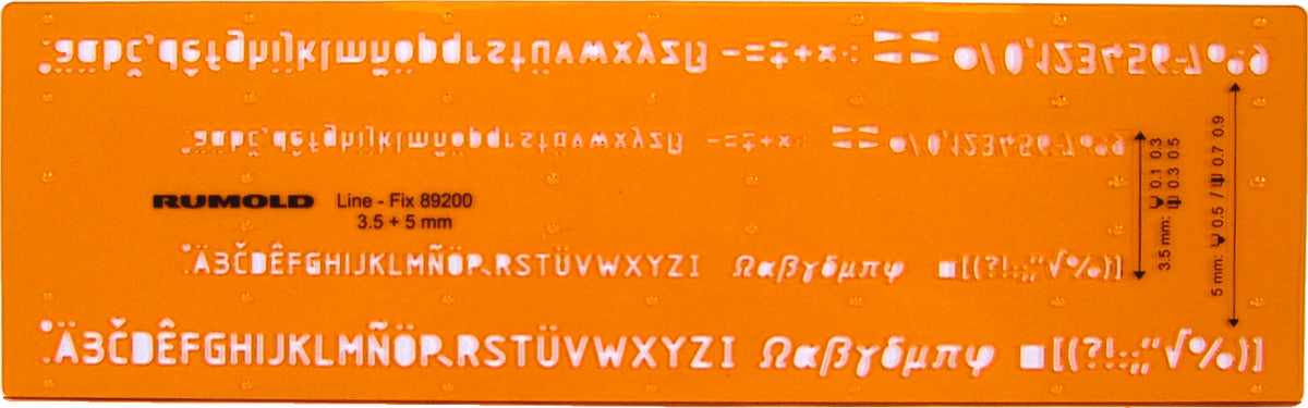 RUMOLD Fineliner-Schriftschablone 89200 Schrift 3,5 und 5 mm
