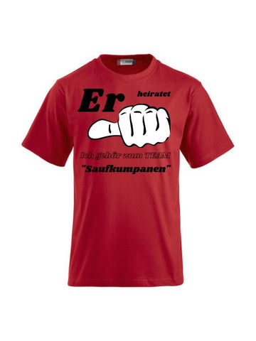 T-Shirts bedrucken Er heiratet ich gehör zum Team