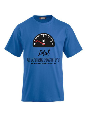 T-Shirts bedrucken mit Spruch - Total unterhopft bringt mir ein neues Glas