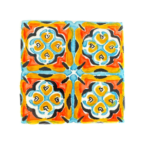 soñho Azulejo Boho Flores Círculo Untersetzer, 10 x 10 cm