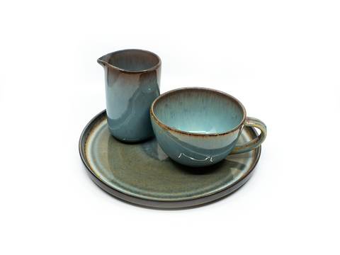 mumix - Antigo Plate - Handcrafted, petrol-teal glaze, 26 cm 🍽️✨