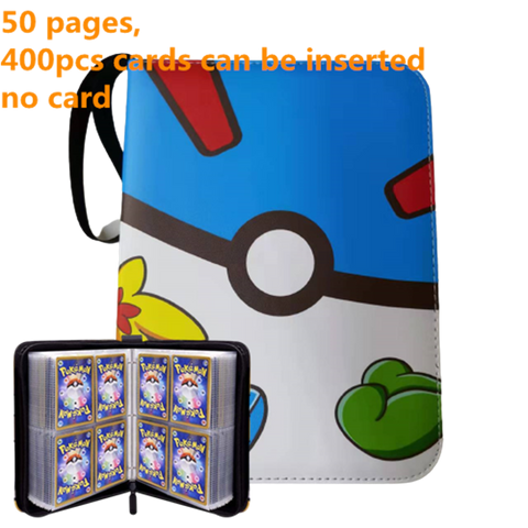 Pokemon Card Case, 50 Pages, Can Insert 400pcs s, Portable, Waterproof, Zipper, Birthday Gift, Game Battle,  Storage,toy