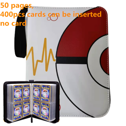 Pokemon Card Case, 50 Pages, Can Insert 400pcs s, Portable, Waterproof, Zipper, Birthday Gift, Game Battle,  Storage,toy