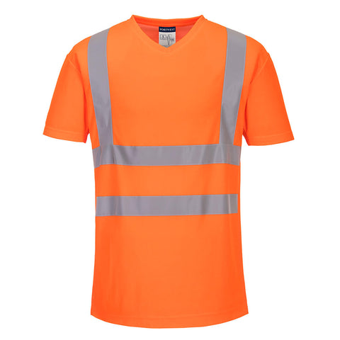 T-Shirt mit V-Ausschnitt und Mesh-Einsätzen