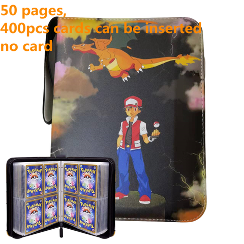 Pokemon Card Case, 50 Pages, Can Insert 400pcs s, Portable, Waterproof, Zipper, Birthday Gift, Game Battle,  Storage,toy