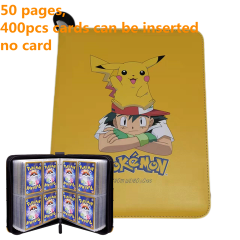 Pokemon Card Case, 50 Pages, Can Insert 400pcs s, Portable, Waterproof, Zipper, Birthday Gift, Game Battle,  Storage,toy