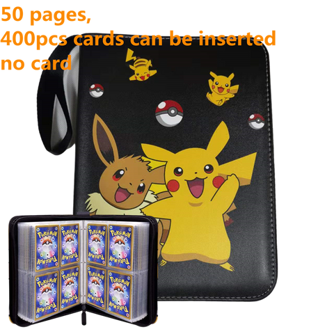 Pokemon Card Case, 50 Pages, Can Insert 400pcs s, Portable, Waterproof, Zipper, Birthday Gift, Game Battle,  Storage,toy