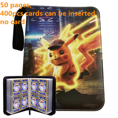 Pokemon Card Case, 50 Pages, Can Insert 400pcs s, Portable, Waterproof, Zipper, Birthday Gift, Game Battle,  Storage,toy