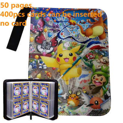 Pokemon Card Case, 50 Pages, Can Insert 400pcs s, Portable, Waterproof, Zipper, Birthday Gift, Game Battle,  Storage,toy