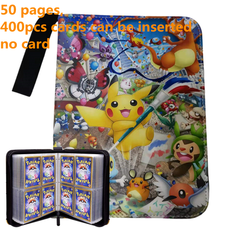 Pokemon Card Case, 50 Pages, Can Insert 400pcs s, Portable, Waterproof, Zipper, Birthday Gift, Game Battle,  Storage,toy