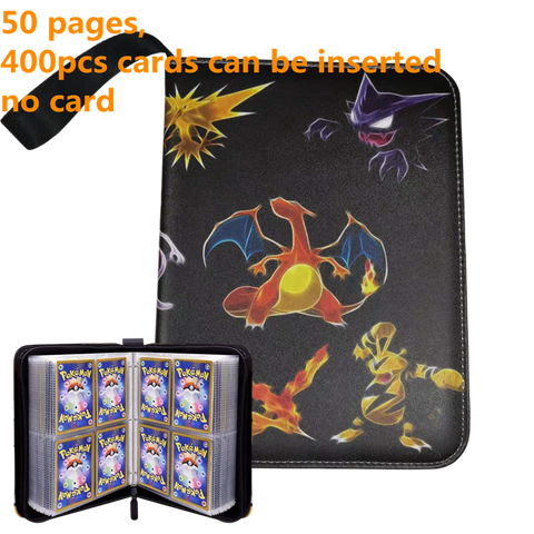 Pokemon Card Case, 50 Pages, Can Insert 400pcs s, Portable, Waterproof, Zipper, Birthday Gift, Game Battle,  Storage,toy