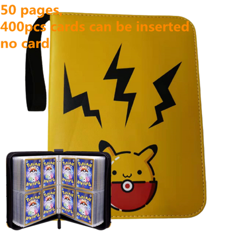 Pokemon Card Case, 50 Pages, Can Insert 400pcs s, Portable, Waterproof, Zipper, Birthday Gift, Game Battle,  Storage,toy