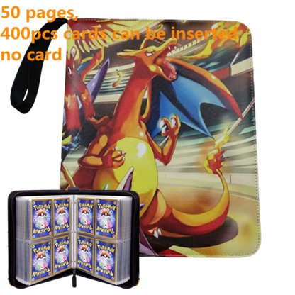 Pokemon Card Case, 50 Pages, Can Insert 400pcs s, Portable, Waterproof, Zipper, Birthday Gift, Game Battle,  Storage,toy