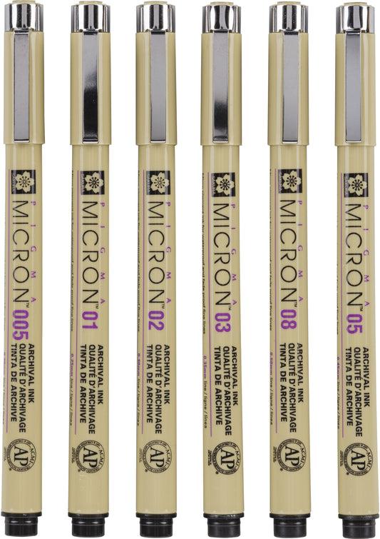 SAKURA Pigma Micron 01 Set 0.25mm POXSDK016 Basic Farben 6 Stück