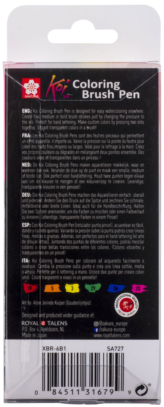 SAKURA Brush Pen Sakura XBR6B1 Set, 6 Farben