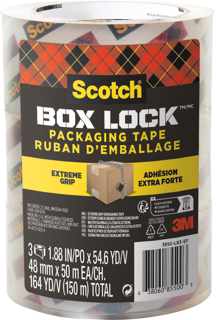 SCOTCH Verpackungsband 48mmx50m 3950-RD kristallklar 3 Rollen