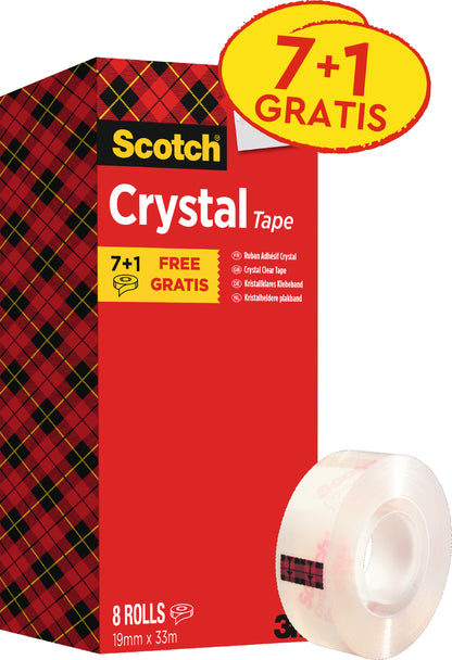 SCOTCH Crystal Clear 600 19mmx33m 6-1933R8 transparent 8 Stück