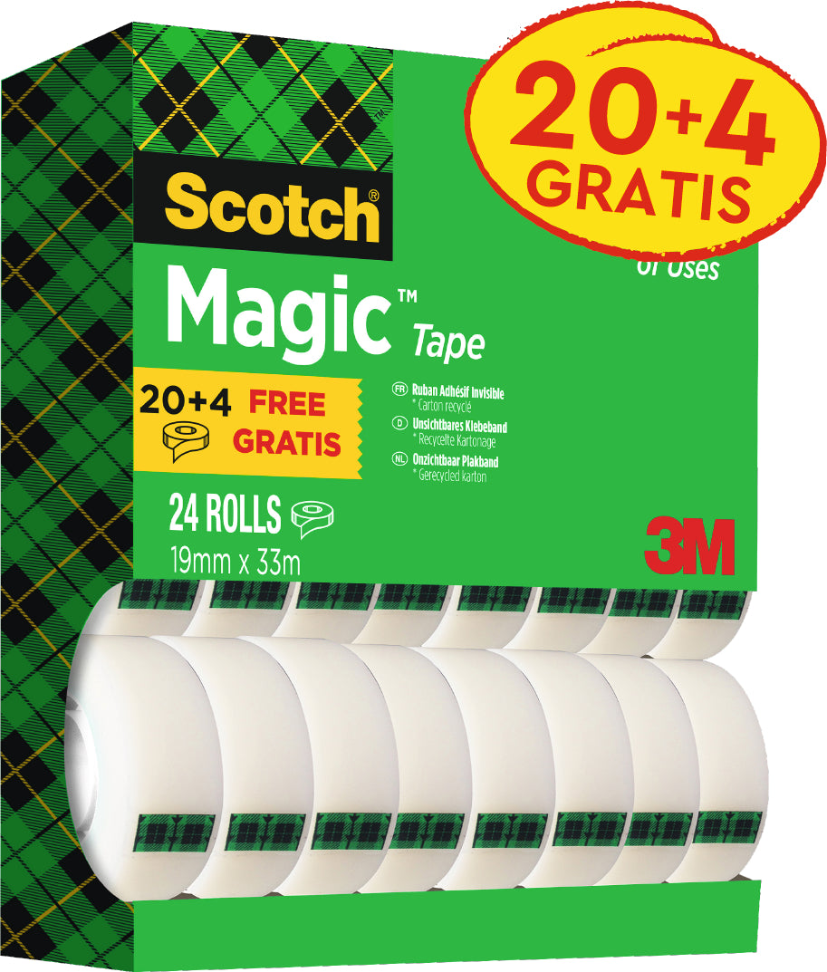 SCOTCH Magic Tape 810 19mmx33m 8-1933R24 invisible, 20+4, 24 Stk.