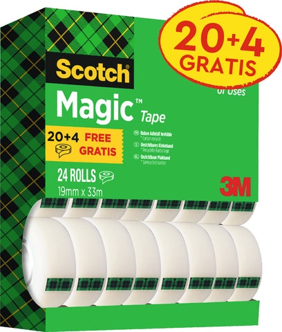 SCOTCH Magic Tape 810 19mmx33m 8-1933R24 invisible, 20+4, 24 Stk.