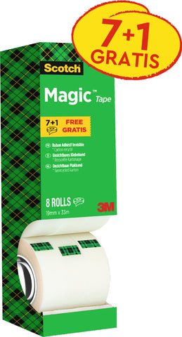 SCOTCH Magic Tape Turm 810 19mmx33m 8-1933R8 unsichtbar 8 Rollen
