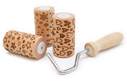 COOKIE ROLL SET - 3 AUSTAUSCHBARE MINI-HOLZROLLER