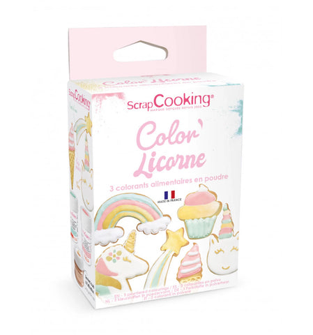 3ER SET LEBENSMITTELFARBEN EINHORN PASTELBLAU, PASTELROSA, G