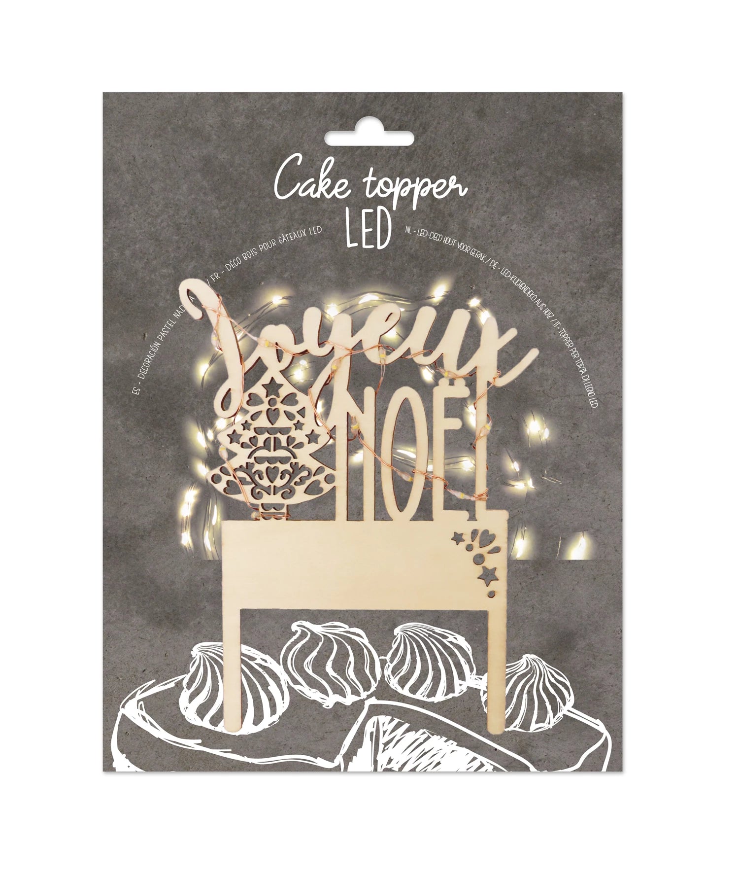 LED CAKE TOPPER AUS HOLZ - JOYEUX NOËL