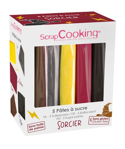 5ER-ZUCKERPASTEN-SET ZAUBERER(MARRON, GRIS, JAUNE, BORDEAUX,