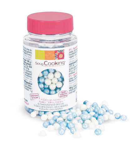 DEKORZUCKER PERLEN WEISS/BLAU 55 G