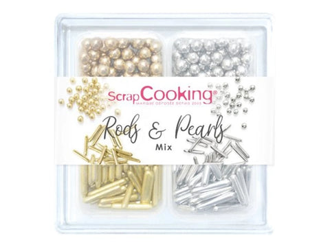 ZUCKERDEKORS 4ER SET - RODS & PEARLS MIX - 56G