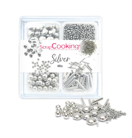 ZUCKERDEKORS 4ER SET - SILVER MIX 63G