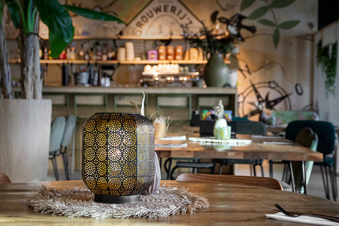 SECURIT Dekoleuchte MARRAKECH LP-MA-BL schwarz/gold, Akku, dimmbar