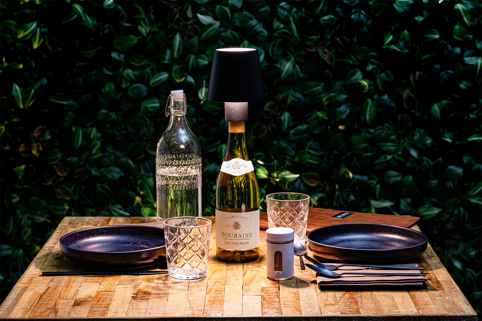 SECURIT Flaschenleuchte PARIS LP-PA-BL schwarz, Akku, dimmbar