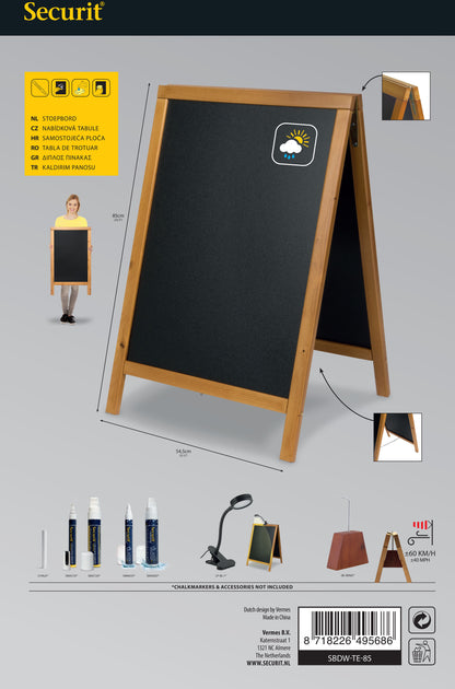 SECURIT Gehwegtafel m. Holzrahmen SBDW-TE-85 Holz 85x54.5x44cm