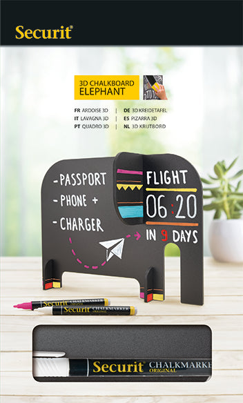 SECURIT Kreidetafel ELEPHANT T3D-ELEPH schwarz 14.3x19.8x10.1cm