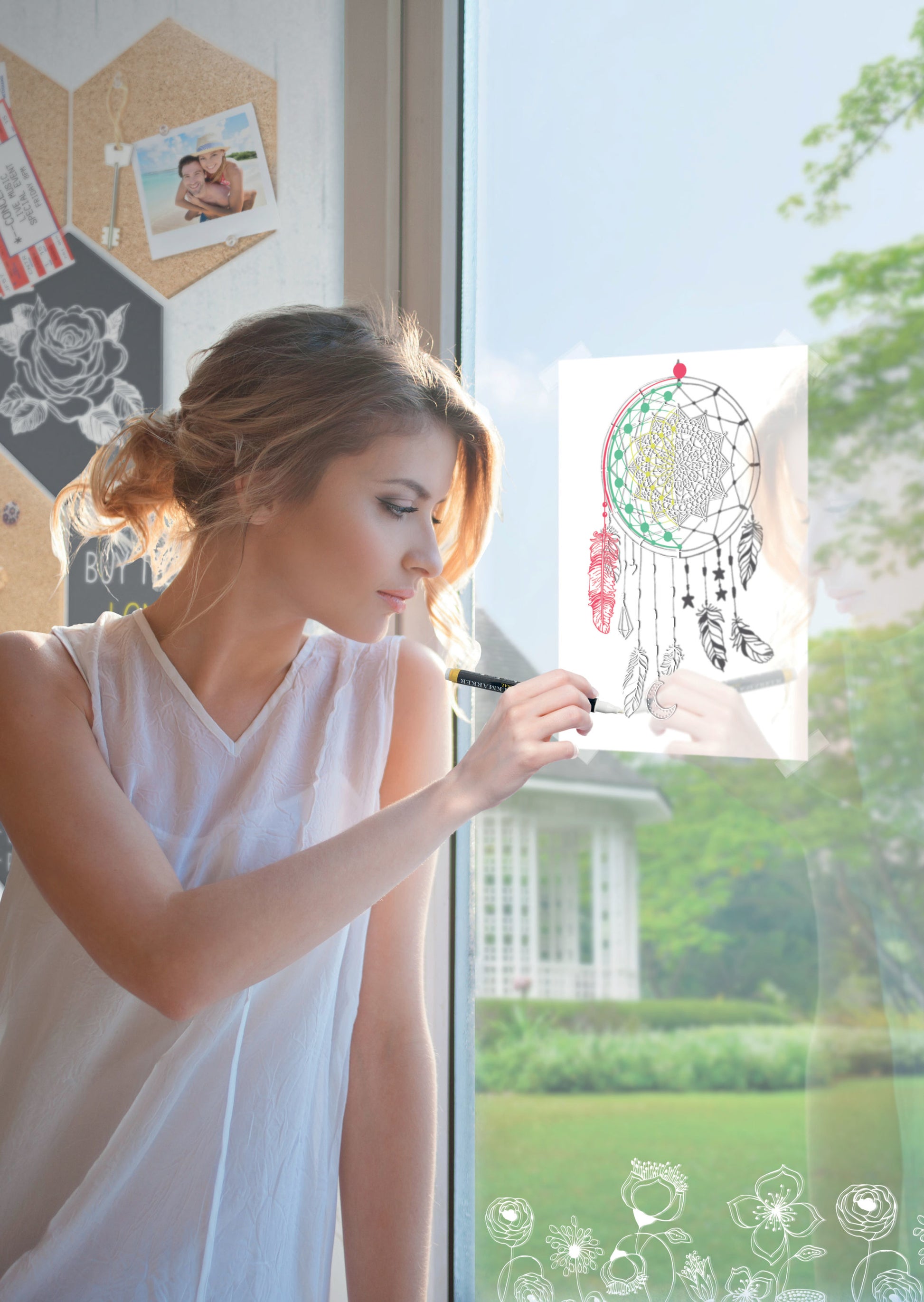 SECURIT Fensterschablone WINDOODLE WD-3A3-HM A3 Home 3 Stück