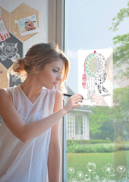 SECURIT Fensterschablone WINDOODLE WD-3A3-HM A3 Home 3 Stück