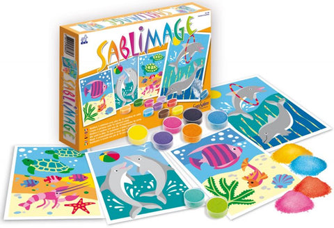 SANDBILDER FISCHE UND DELFINE (FR-DE-IT-EN-ES-NL)