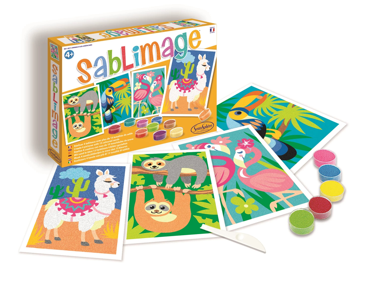 SANDBILDER SÜDAMERIKANISCHE TIERE (FR-DE-IT-EN-ES-NL)