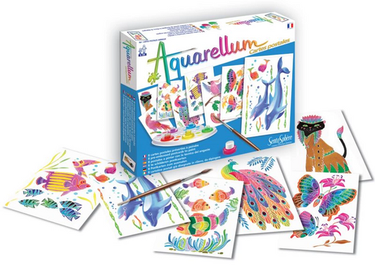 AQUARELLUM 8 POSTKARTEN TIERE (FR-DE-IT-EN-ES-NL)