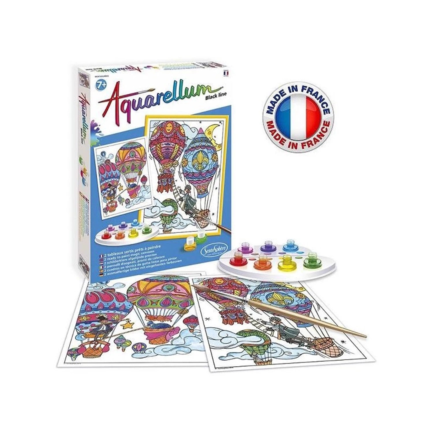 AQUARELLUM BLACK LINE LUFTBALLONS (FR-DE-IT-EN-ES-NL)