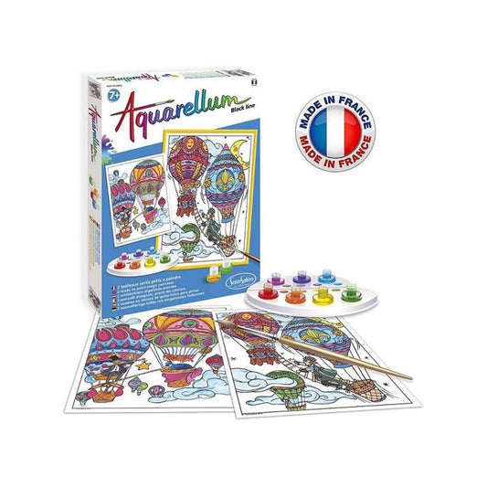 AQUARELLUM BLACK LINE LUFTBALLONS (FR-DE-IT-EN-ES-NL)