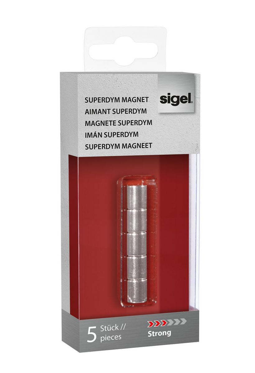 SIGEL Superdym-Magnete 10mm BA700 stark silber, 5 Stück