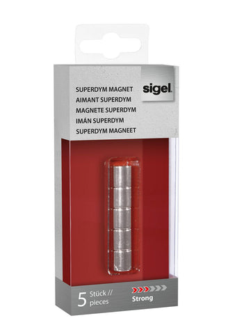 SIGEL Superdym-Magnete 10mm BA700 stark silber, 5 Stück