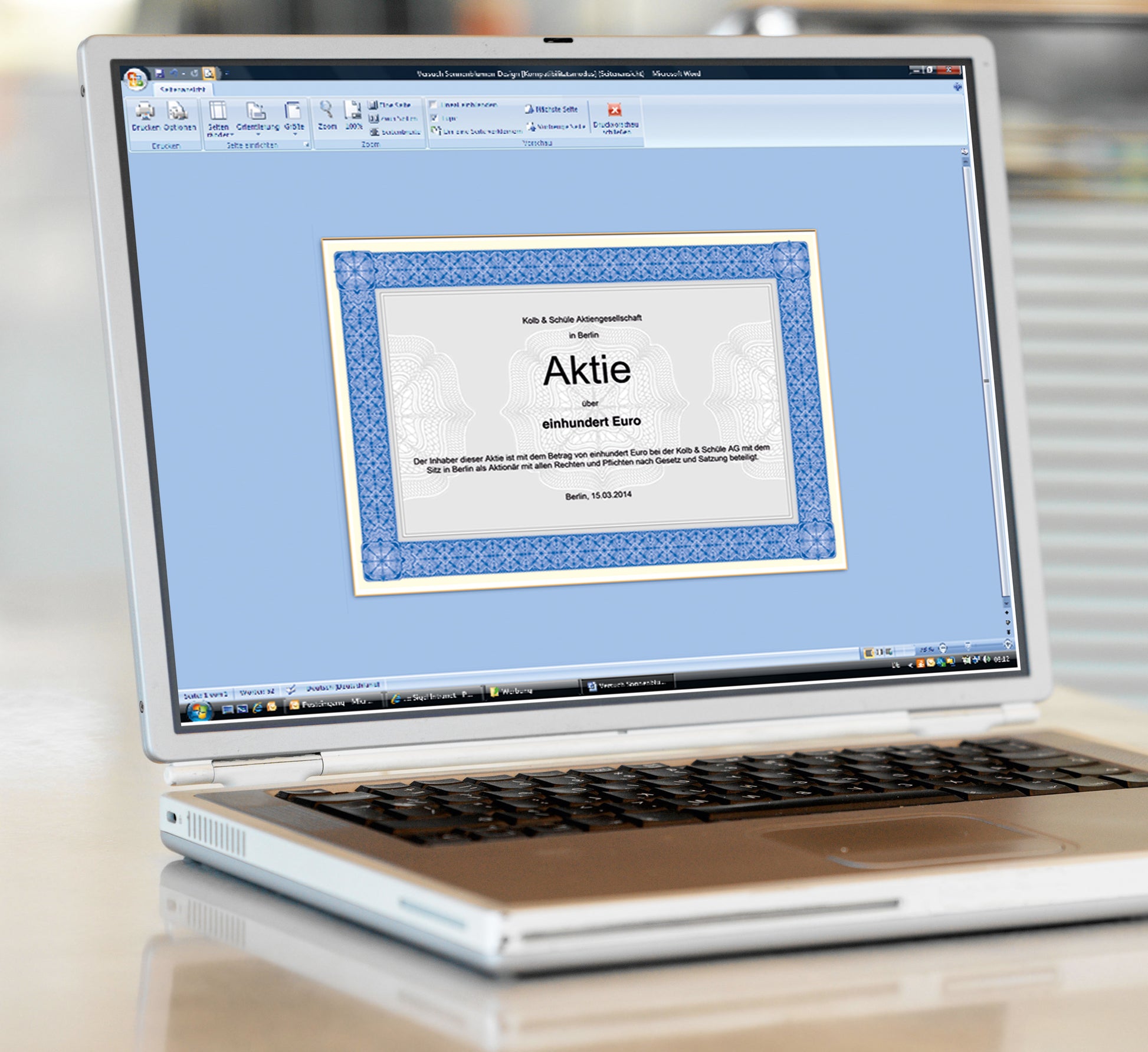 SIGEL Designpapier Urkunde A4 DP490 blau, 185g 20 Blatt